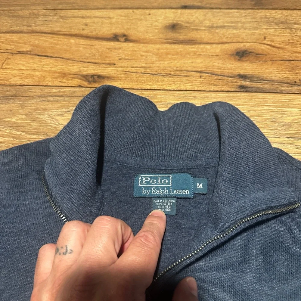 Vintage Polo Ralph Lauren Blue Quarter Zip Pullover Mens M